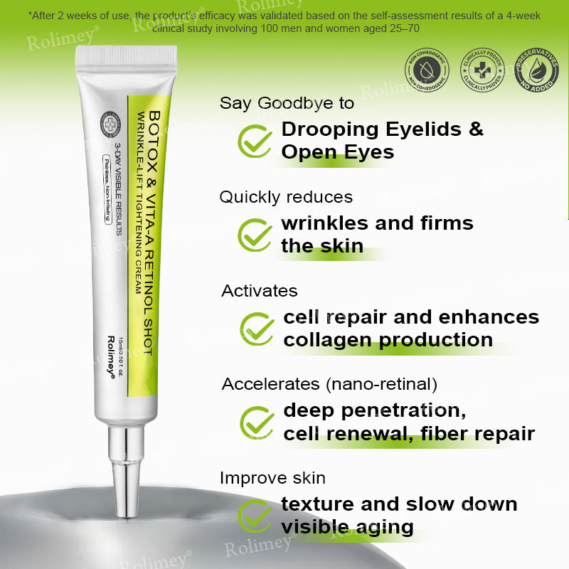 👨‍⚕️Clinically tested collagen repair system 🎁Botox & Vita-A Retinol Shot Wrinkle-Lift Tightening cream - Last Day Promotion 70% OFF