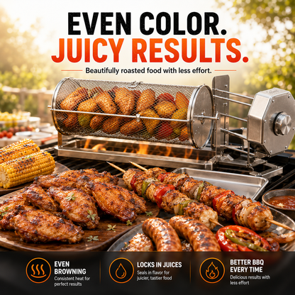 🎁𝐎𝐟𝐟𝐢𝐜𝐢𝐚𝐥 𝐁𝐫𝐚𝐧𝐝 𝐒𝐭𝐨𝐫𝐞✨🔥 Automatic Rotating BBQ Grill Rack